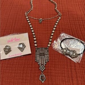 NEW Park Lane Silver Geometric Necklace Set